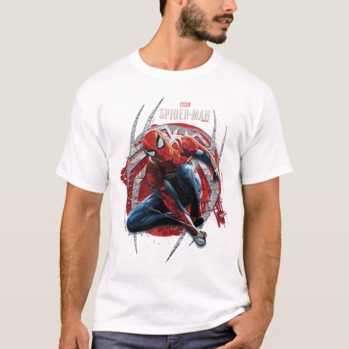 Marvels Spider_Man  Web Swing Street Art Graphic T_Shirt