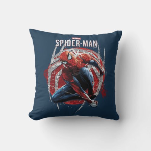 Marvels Spider_Man  Web Swing Street Art Graphic Throw Pillow