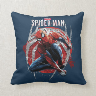 Marvel's Spider-Man   Web Swing Street Art Graphic Throw Pillow