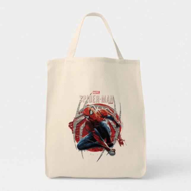 Marvel's Spider-Man | Web Swing Street Art Graphic Tote Bag (Front)