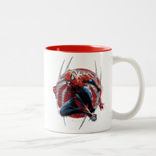 Marvels Spider_Man  Web Swing Street Art Graphic Two_Tone Coffee Mug