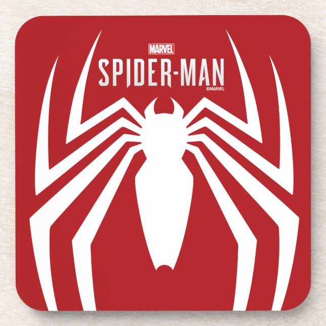 Marvel's Spider-Man | White Spider Emblem Beverage Coaster (Front)