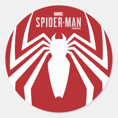 Marvels Spider_Man  White Spider Emblem Classic Round Sticker