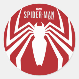 Marvel's Spider-Man White Spider Emblem Classic Round Sticker
