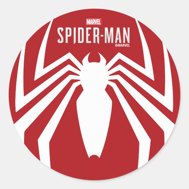 Marvel's Spider-Man | White Spider Emblem Classic Round Sticker (Front)
