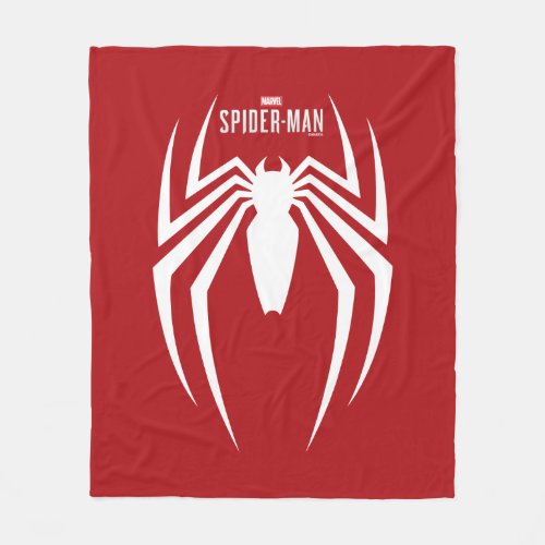 Marvels Spider_Man  White Spider Emblem Fleece Blanket