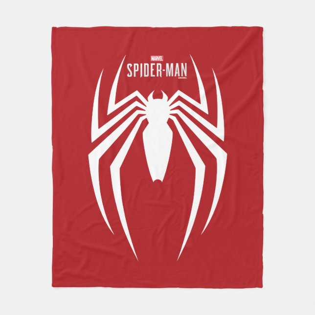 Marvel's Spider-Man | White Spider Emblem Fleece Blanket (Front)