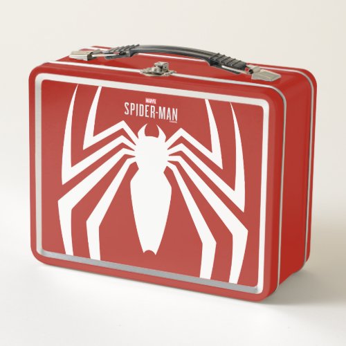 Marvels Spider_Man  White Spider Emblem Metal Lunch Box