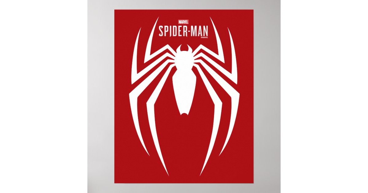 Marvel's Spider-Man | White Spider Emblem Poster | Zazzle
