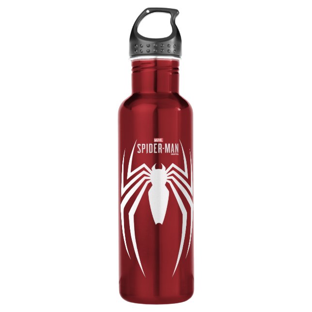 Marvel's Spider-Man | White Spider Emblem Stainless Steel Water Bottle (Front)