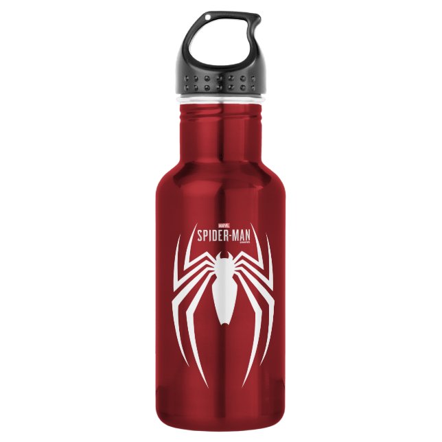 Marvel's Spider-Man | White Spider Emblem Stainless Steel Water Bottle (Front)