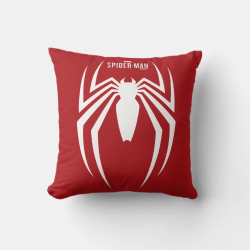 Marvels Spider_Man  White Spider Emblem Throw Pillow
