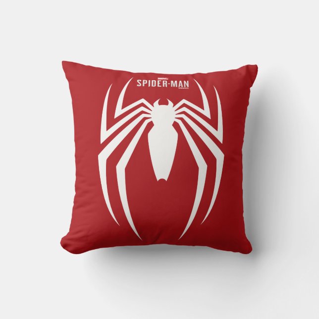 Marvel's Spider-Man | White Spider Emblem Throw Pillow (Front)