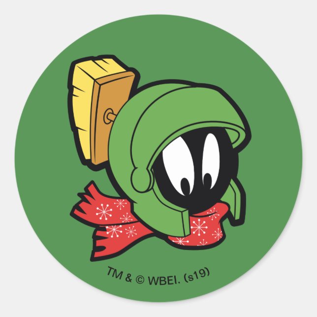 MARVIN MARTIAN™ "Outta This World" Holiday Classic Round Sticker (Front)