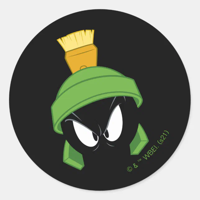 MARVIN THE MARTIAN™ Angry Face Classic Round Sticker | Zazzle