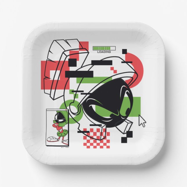 MARVIN THE MARTIAN™ Glitch Paper Plates (Front)