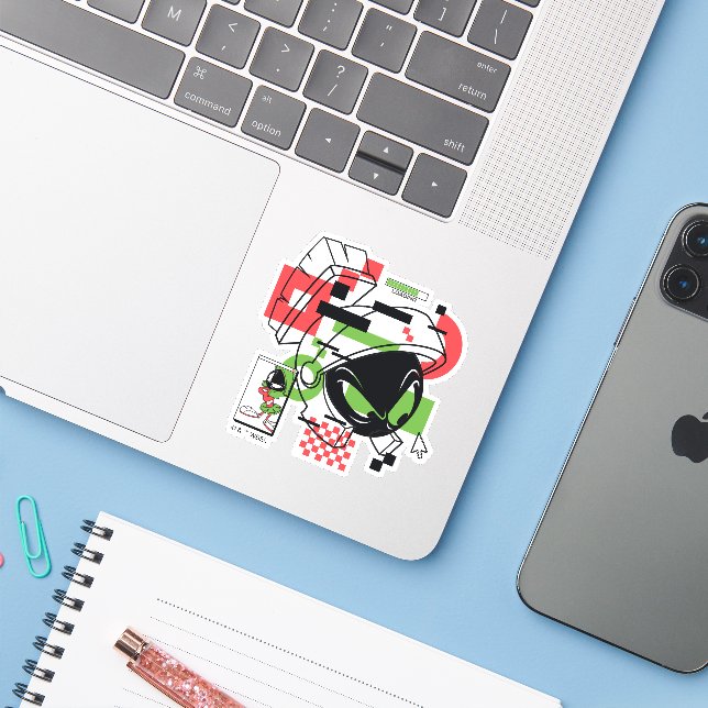 MARVIN THE MARTIAN™ Glitch Sticker (Laptop w/ iPhone)