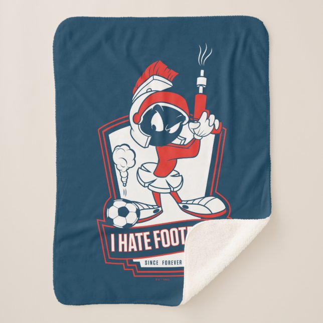 MARVIN THE MARTIAN™ "I Hate Football" Graphic Sherpa Blanket (Front)
