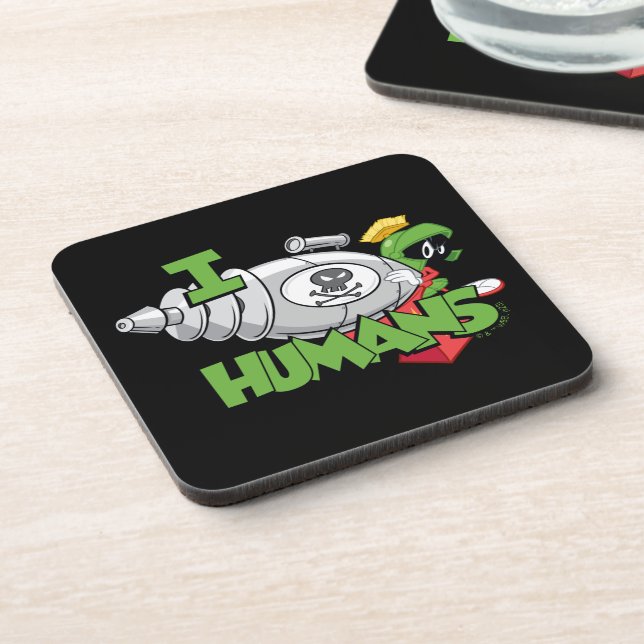 MARVIN THE MARTIAN™ I Laser Humans Beverage Coaster (Left Side)