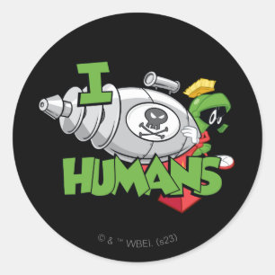 MARVIN THE MARTIAN™ I Laser Humans Classic Round Sticker