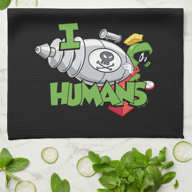 MARVIN THE MARTIAN™ I Laser Humans Kitchen Towel (Folded)