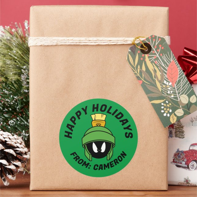 MARVIN THE MARTIAN™ Mad | Happy Holidays Classic Round Sticker (Holiday)