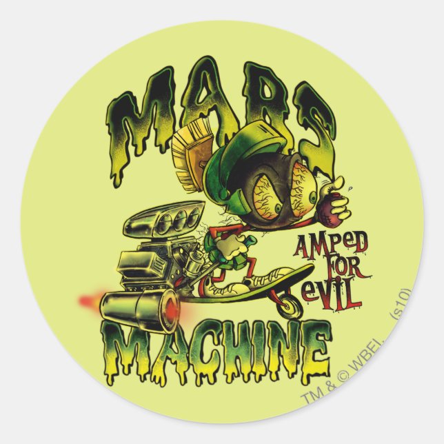 MARVIN THE MARTIAN™ Mars Machine Classic Round Sticker (Front)