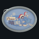 MARVIN THE MARTIAN™- Peace On Earthlings Belt Buckle<br><div class="desc">LOONEY TUNES™ | Check out Marvin The Martian and Daffy Duck with festive Santa hats in this typography graphic that reads "Peace On Earthlings".</div>