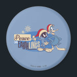 MARVIN THE MARTIAN™- Peace On Earthlings Magnet<br><div class="desc">LOONEY TUNES™ | Check out Marvin The Martian and Daffy Duck with festive Santa hats in this typography graphic that reads "Peace On Earthlings".</div>