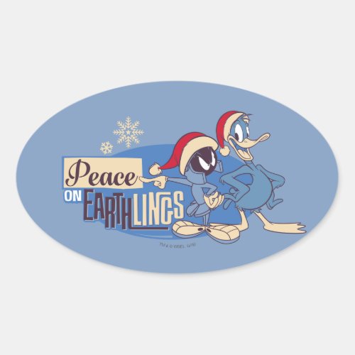 MARVIN THE MARTIAN_ Peace On Earthlings Oval Sticker