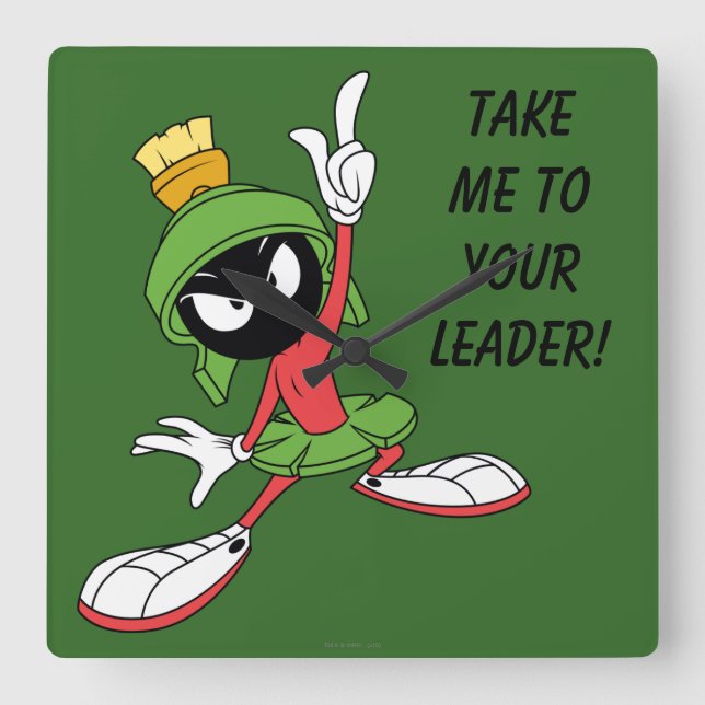 MARVIN THE MARTIAN™ Proclamation Square Wall Clock (Front)