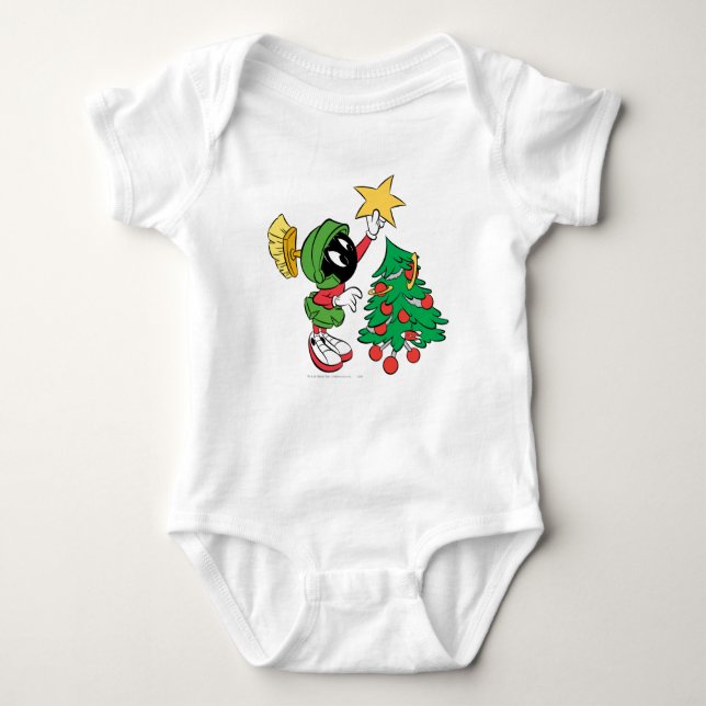 MARVIN THE MARTIAN™ putting star on tree Baby Bodysuit (Front)