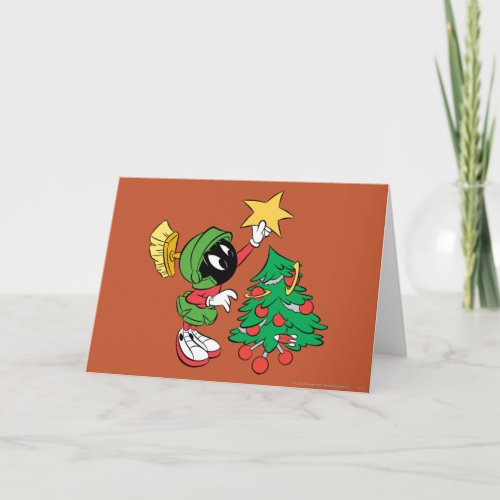 MARVIN THE MARTIAN putting star on tree Holiday Card