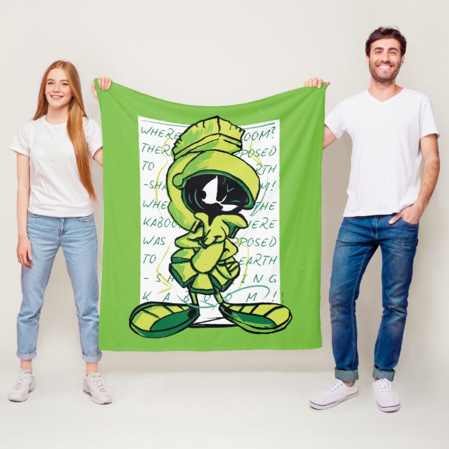 MARVIN THE MARTIAN™ Quote Sketch Fleece Blanket (In Situ)