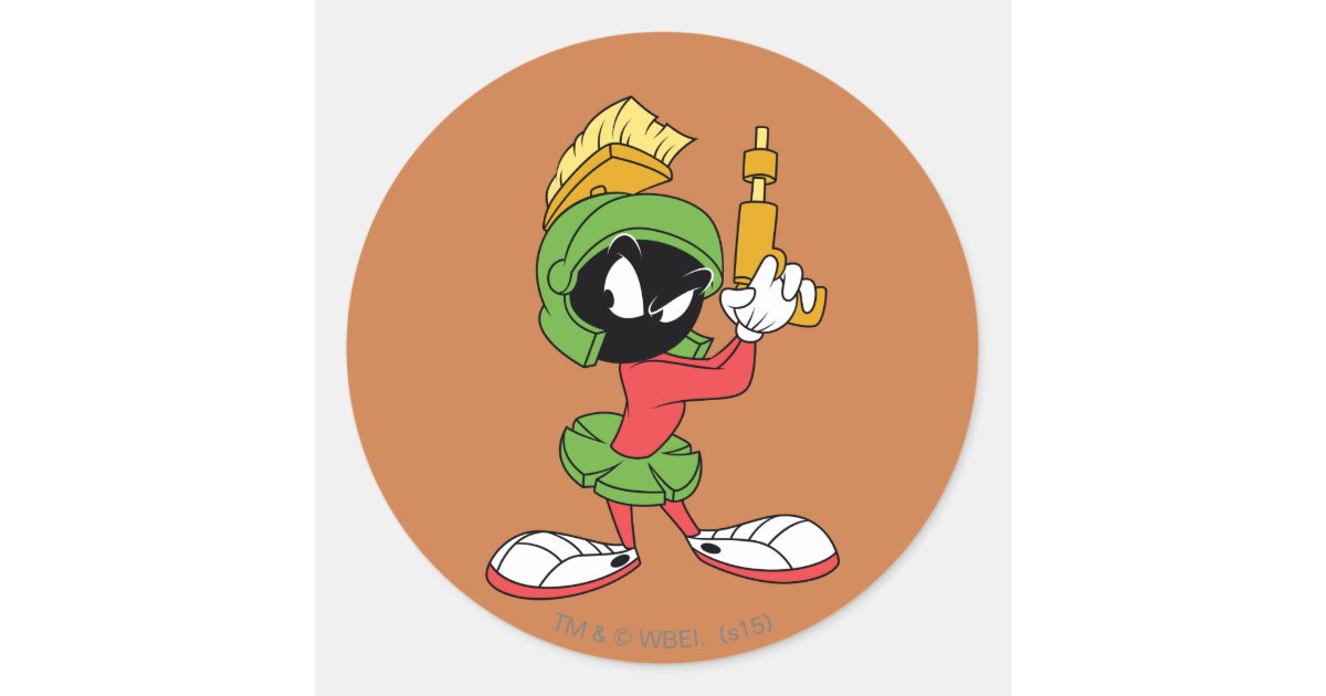 Marvin The Martian Ready With Laser Classic Round Sticker