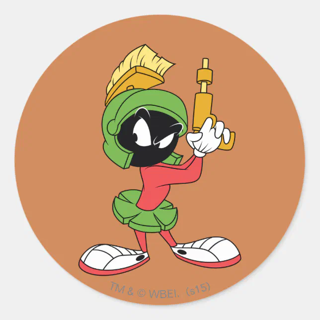 Marvin The Martian™ Ready With Laser Classic Round Sticker Zazzle