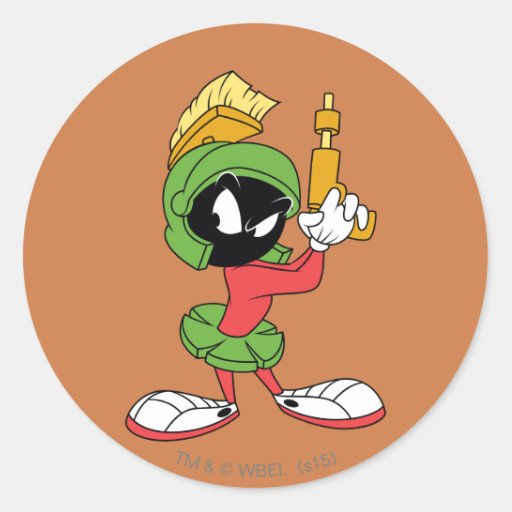 MARVIN THE MARTIAN™ Ready With Laser Classic Round Sticker | Zazzle