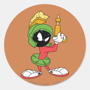 MARVIN THE MARTIAN™ Ready With Laser Classic Round Sticker