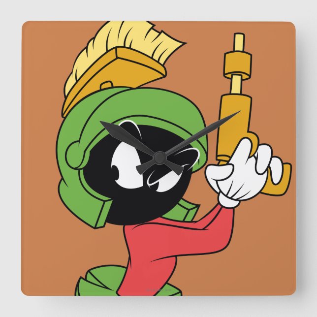 MARVIN THE MARTIAN™ Ready With Laser Square Wall Clock (Front)