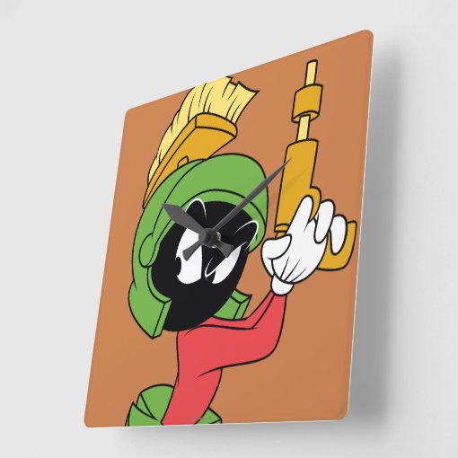 Marvin The Martian™ Ready With Laser Square Wall Clock Zazzle