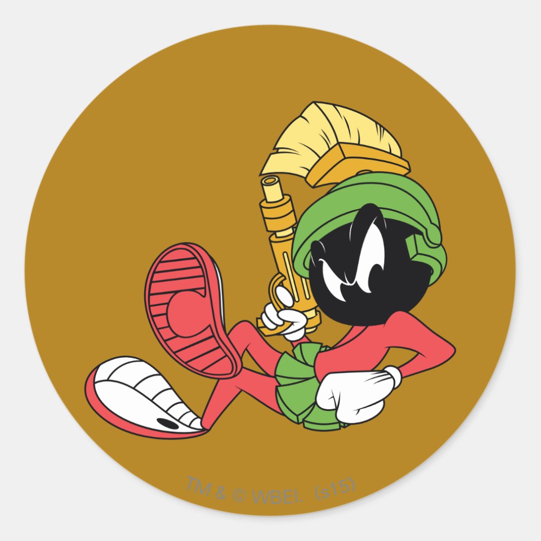 MARVIN THE MARTIAN™ Reclining With Laser Classic Round Sticker | Zazzle