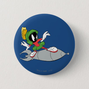 MARVIN THE MARTIAN™ Riding Rocket Pinback Button