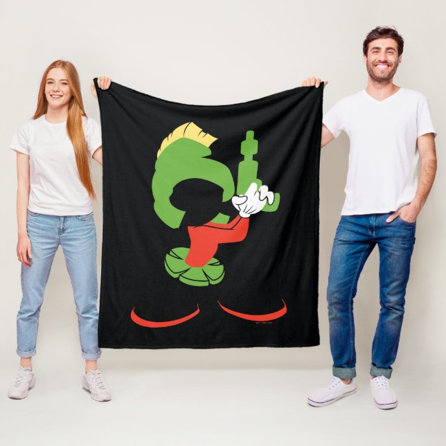 MARVIN THE MARTIAN™ Silhouette With Raygun Fleece Blanket (In Situ)