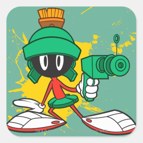 MARVIN THE MARTIAN With Gun Square Sticker