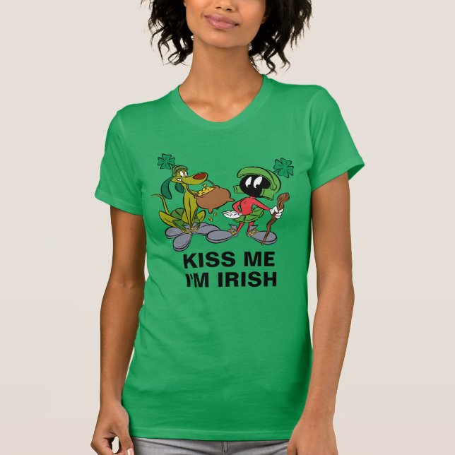 MARVIN THE MARTIAN™ with K-9 | St. Patrick's Day T-Shirt (Front)