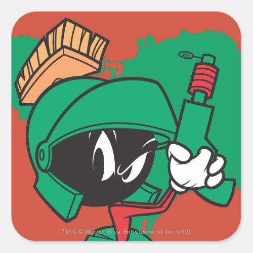 MARVIN THE MARTIAN with Laser Pointed Up Square Sticker