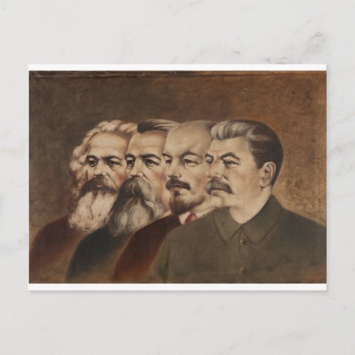 Marx Engels Lenin and Stalin Postcard