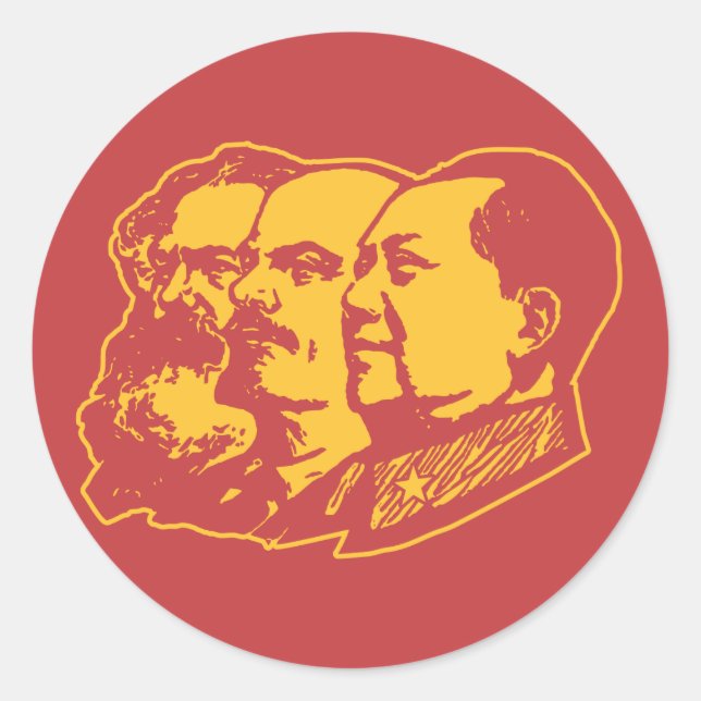 Marx Lenin Mao Portrait Classic Round Sticker (Front)