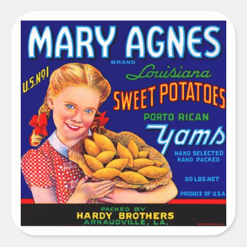 Mary Agnes Louisiana Yams Square Sticker