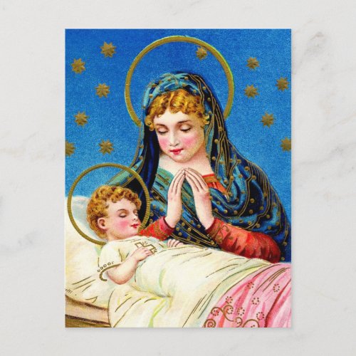 Mary and a Sleeping Baby Jesus Postcard